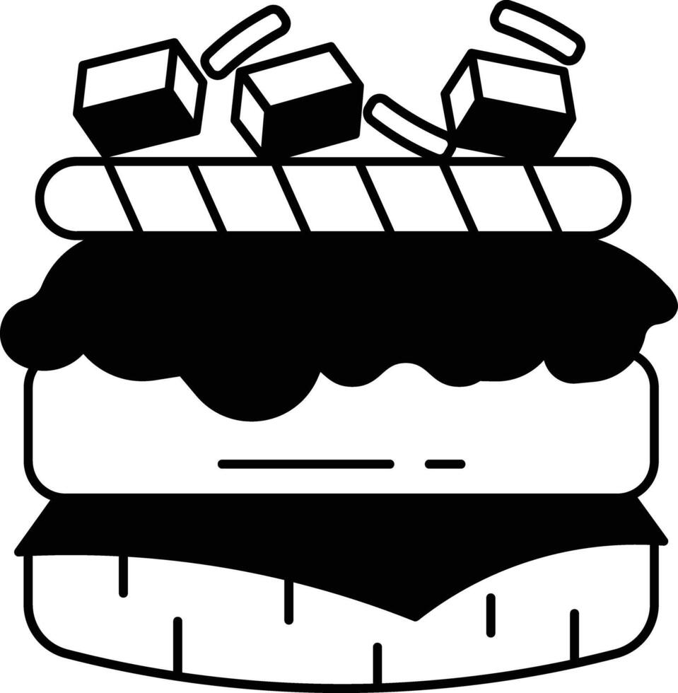 burger without bun glyph and line vector illustration