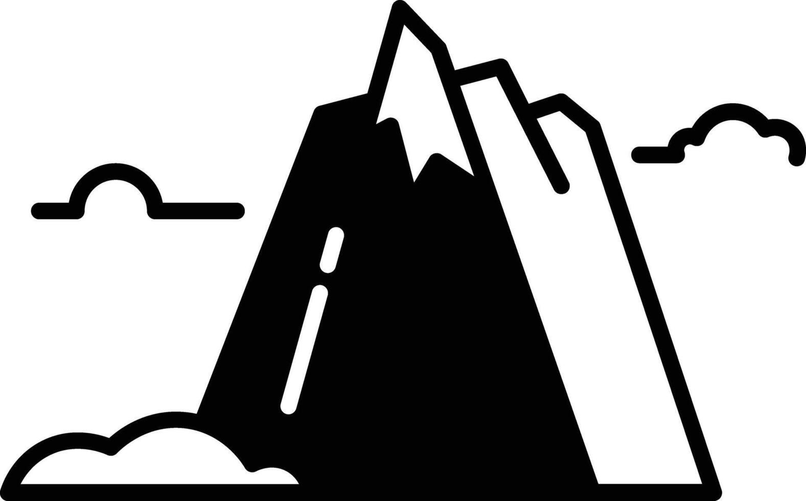 Stratovolcano glyph and line vector illustration