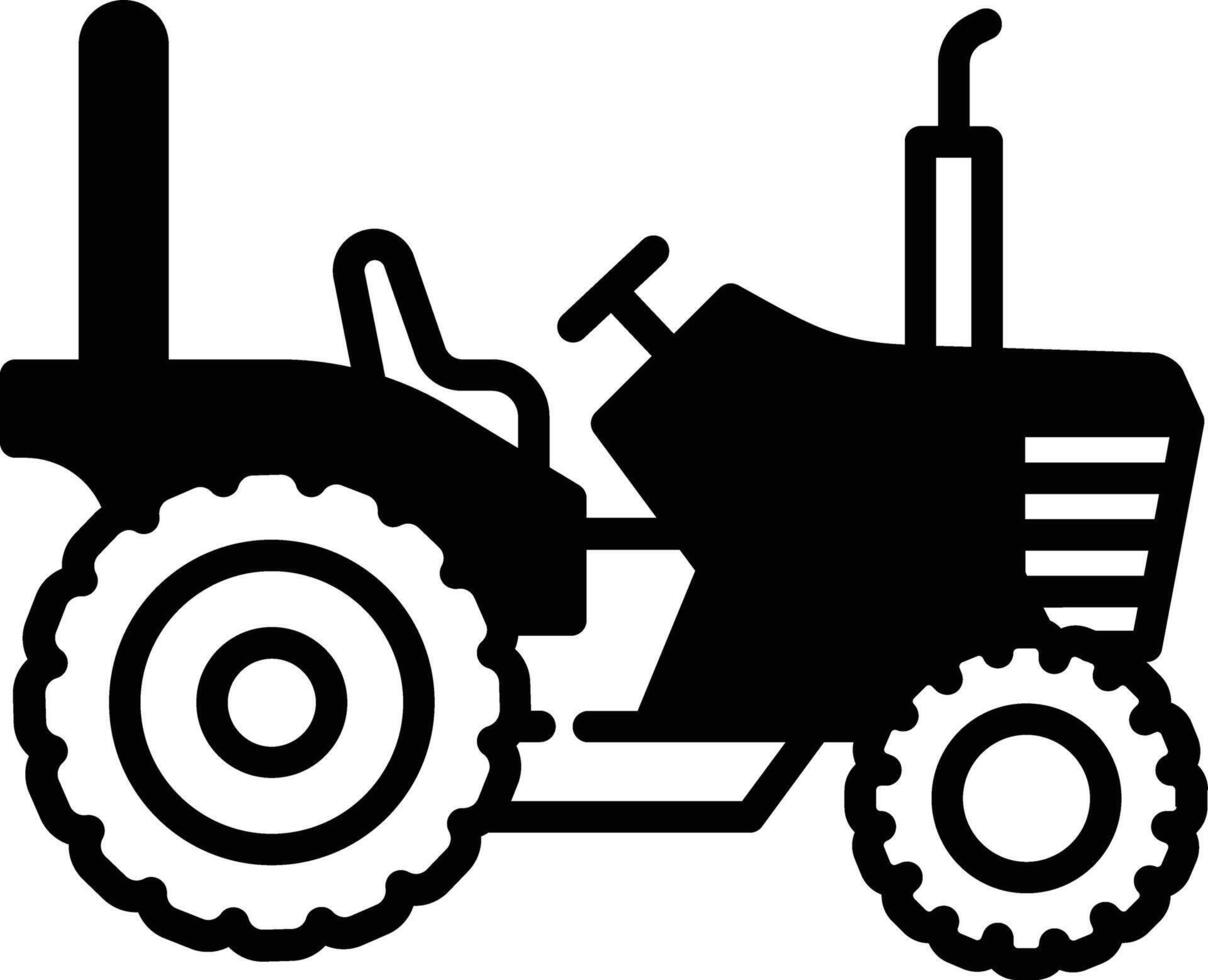 tractor glifo y línea vector ilustración