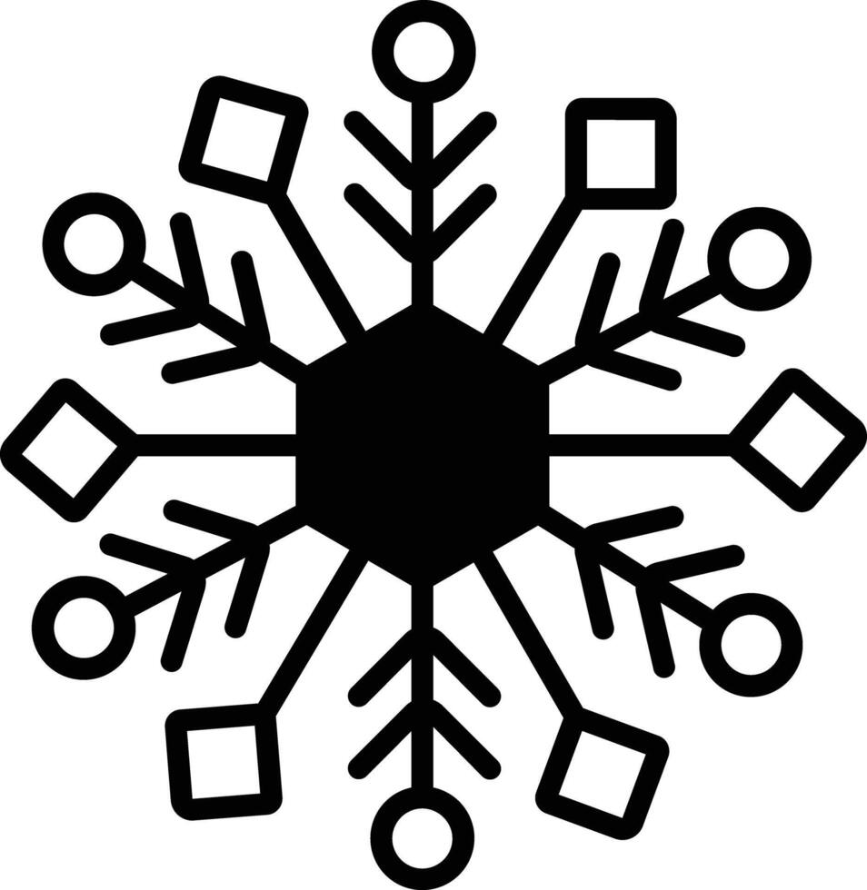 Snowflake glyph and line vector illustration