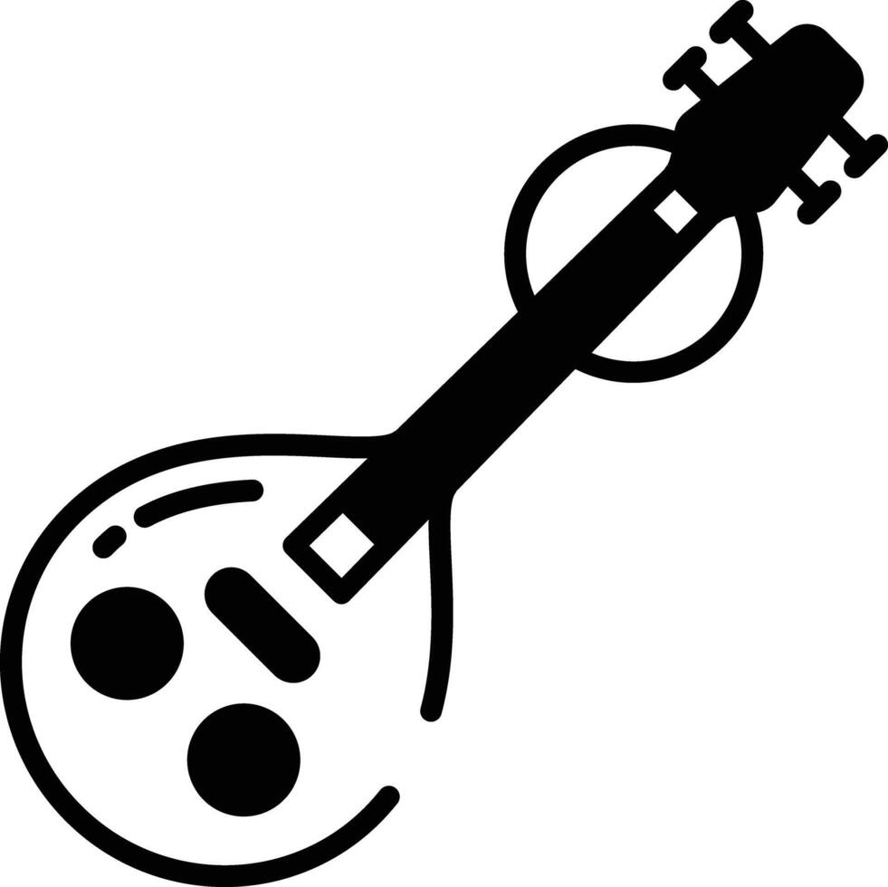 Veena  glyph and line vector illustration