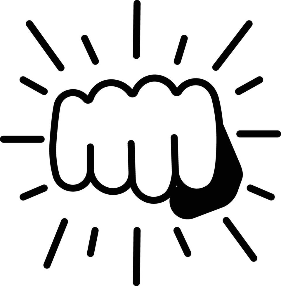 Fist glyph and line vector illustration