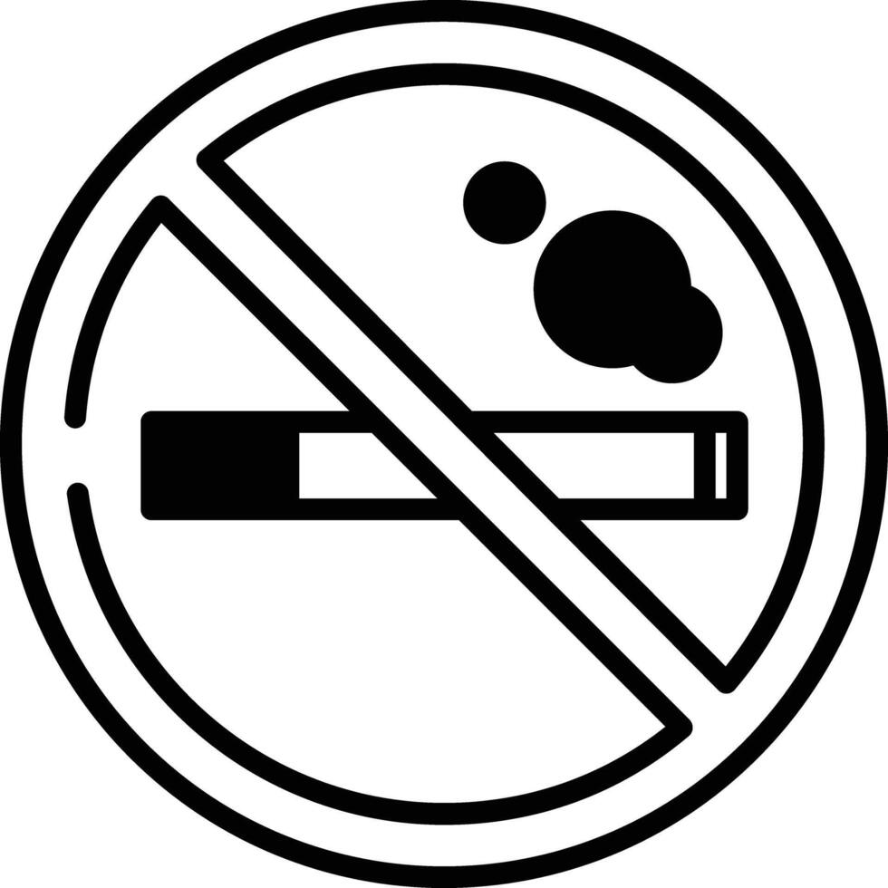 No de fumar zona glifo y línea vector ilustración