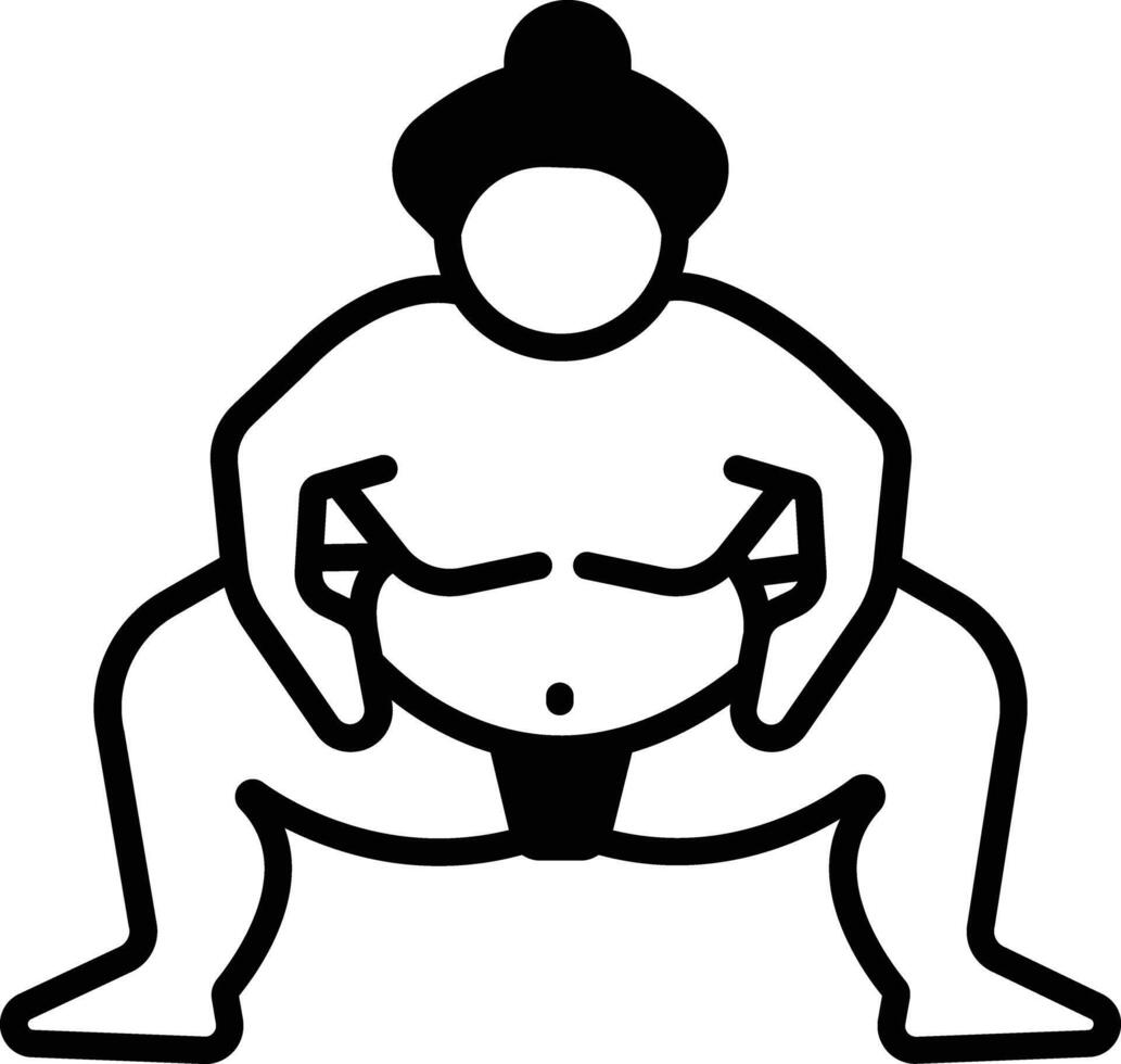 Sumo glyph and line vector illustration