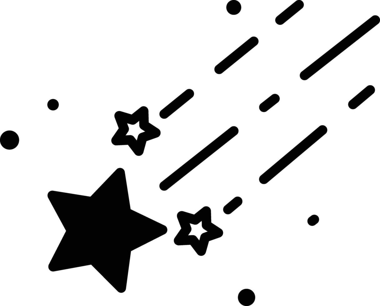 Shooting star glyph and line vector illustration