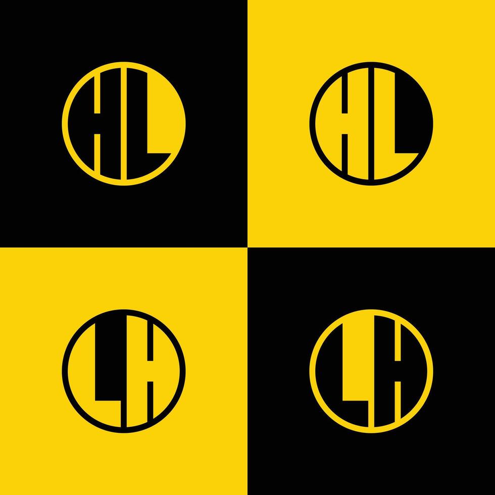 Simple HL and LH Letters Circle Logo Set, suitable for business with HL and LH initials vector
