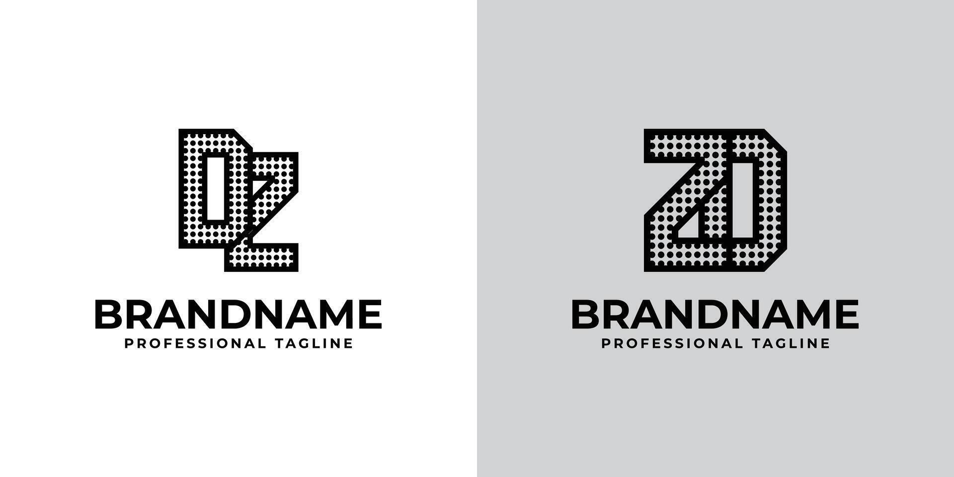 Letters DZ and ZD Dot Monogram Logo, Suitable for business with DZ or ZD initials vector