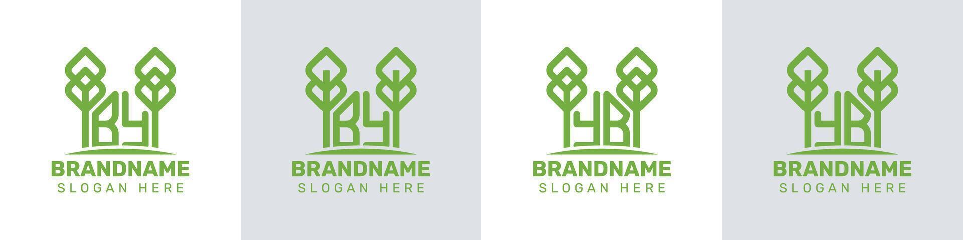 Letters BY and YB Greenhouse Logo, for business related to plant with BY or YB initials vector