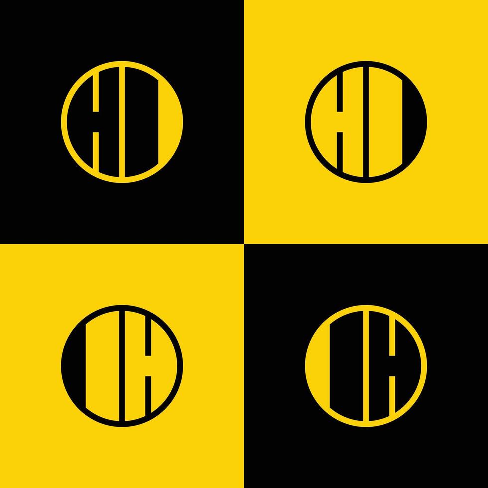 Simple HI and IH Letters Circle Logo Set, suitable for business with HI and IH initials vector