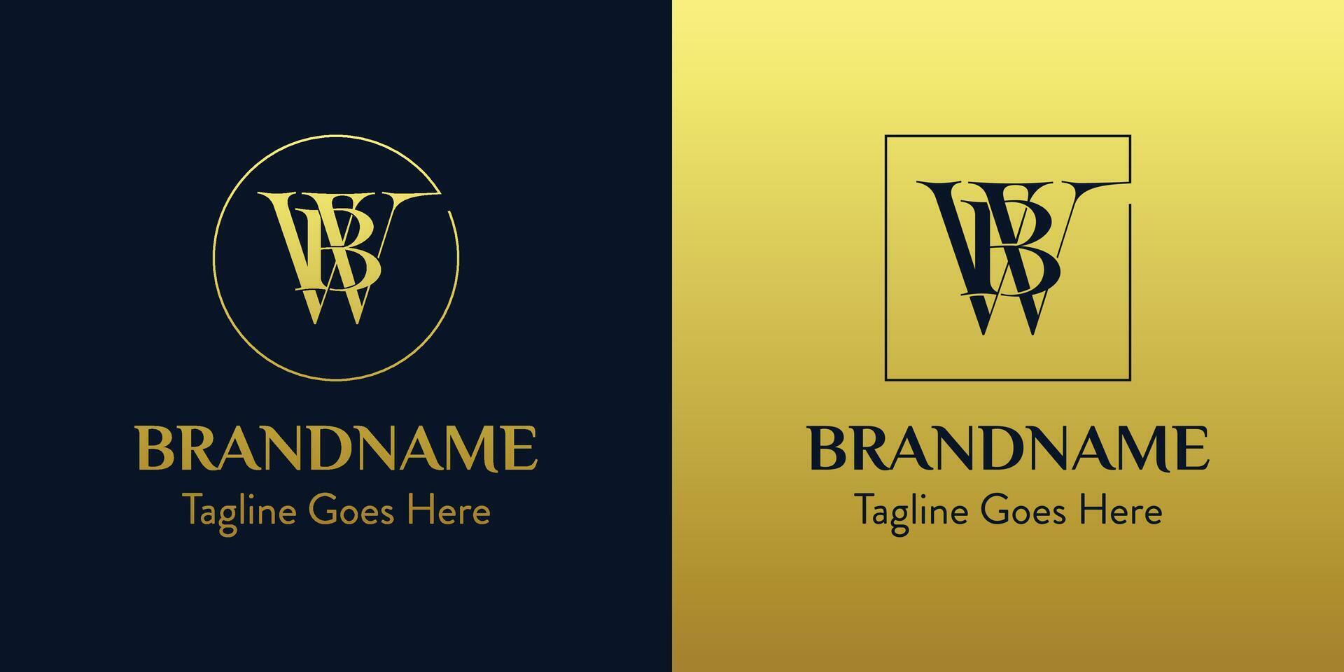 Letters BW In Circle and Square Logo Set, for business with BW or WB initials vector