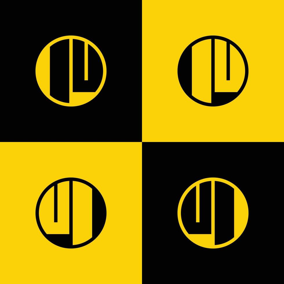 Simple IU and UI Letters Circle Logo Set, suitable for business with IU and UI initials vector