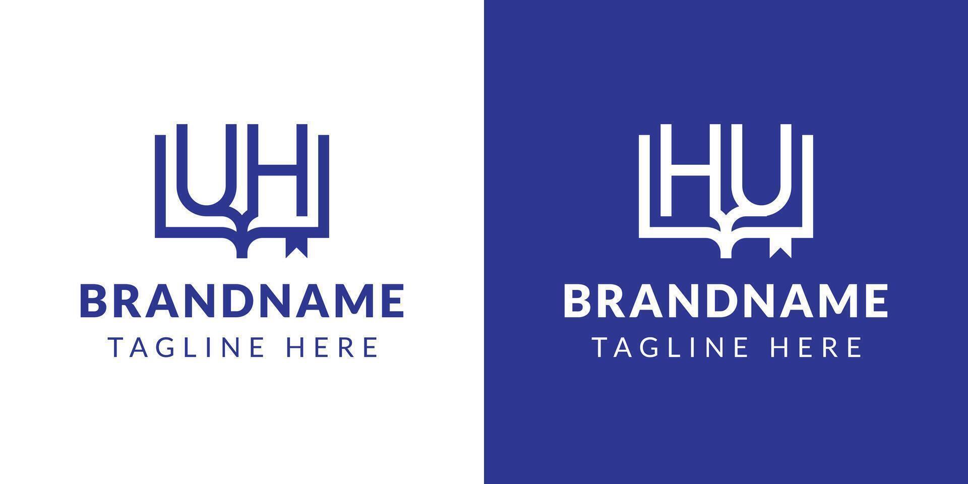 Letters HU and UH Book Logo, suitable for business related to book with HU or UH initials vector