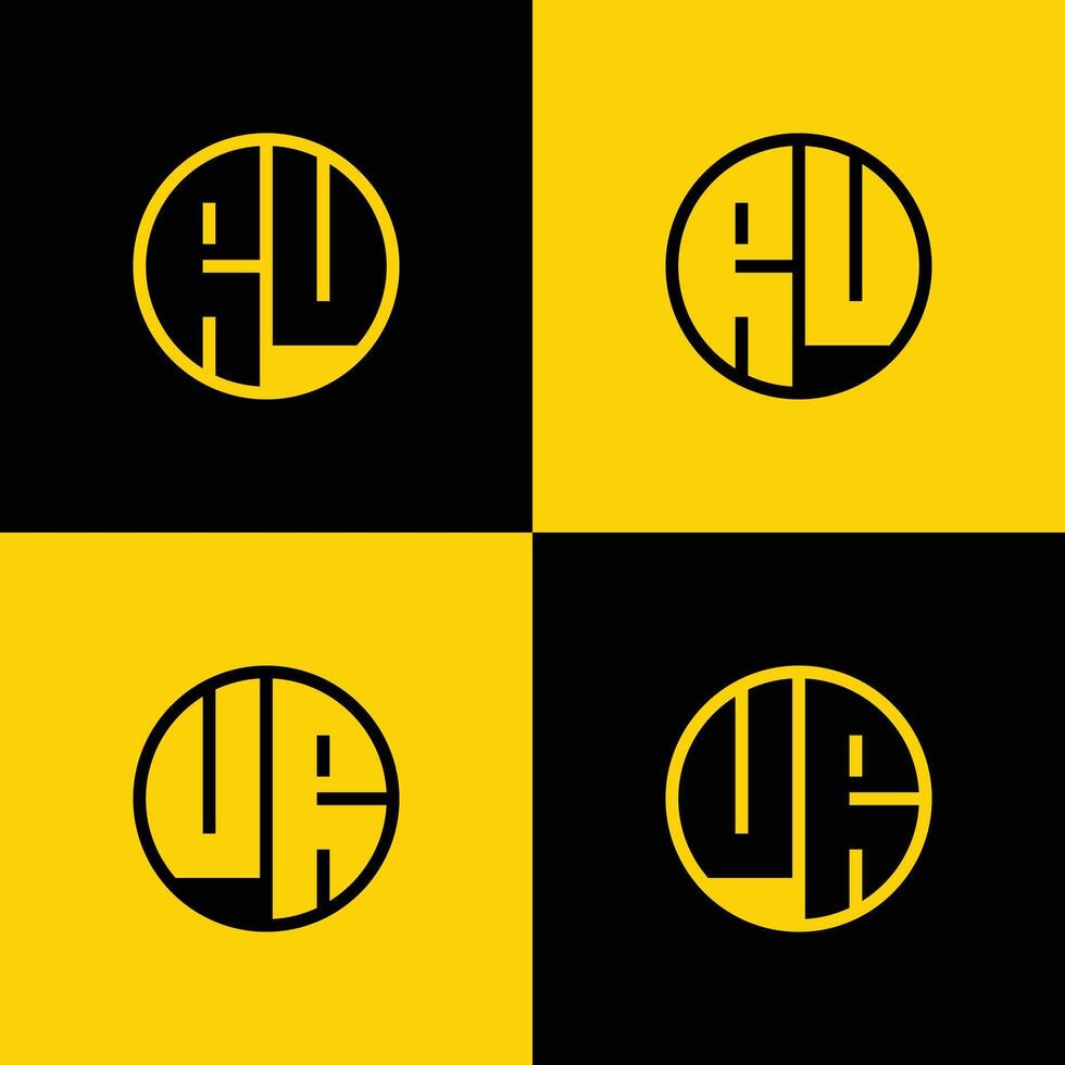 Simple RU and UR Letters Circle Logo Set, suitable for business with RU and UR initials vector