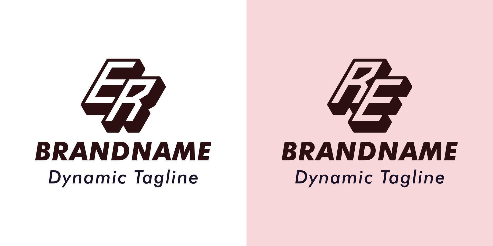 Letters ER and RE 3D Monogram Logo, Suitable for business with ER or RE initials vector