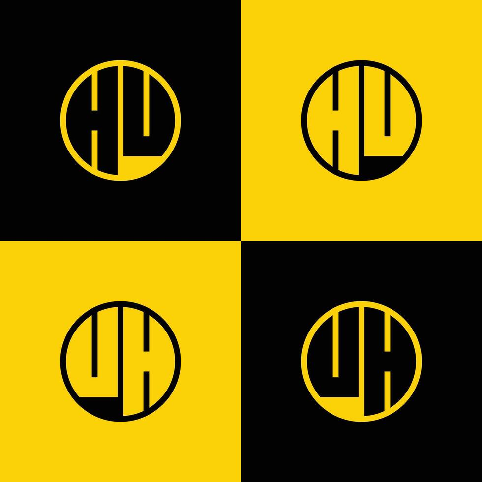 Simple HU and UH Letters Circle Logo Set, suitable for business with HU and UH initials vector