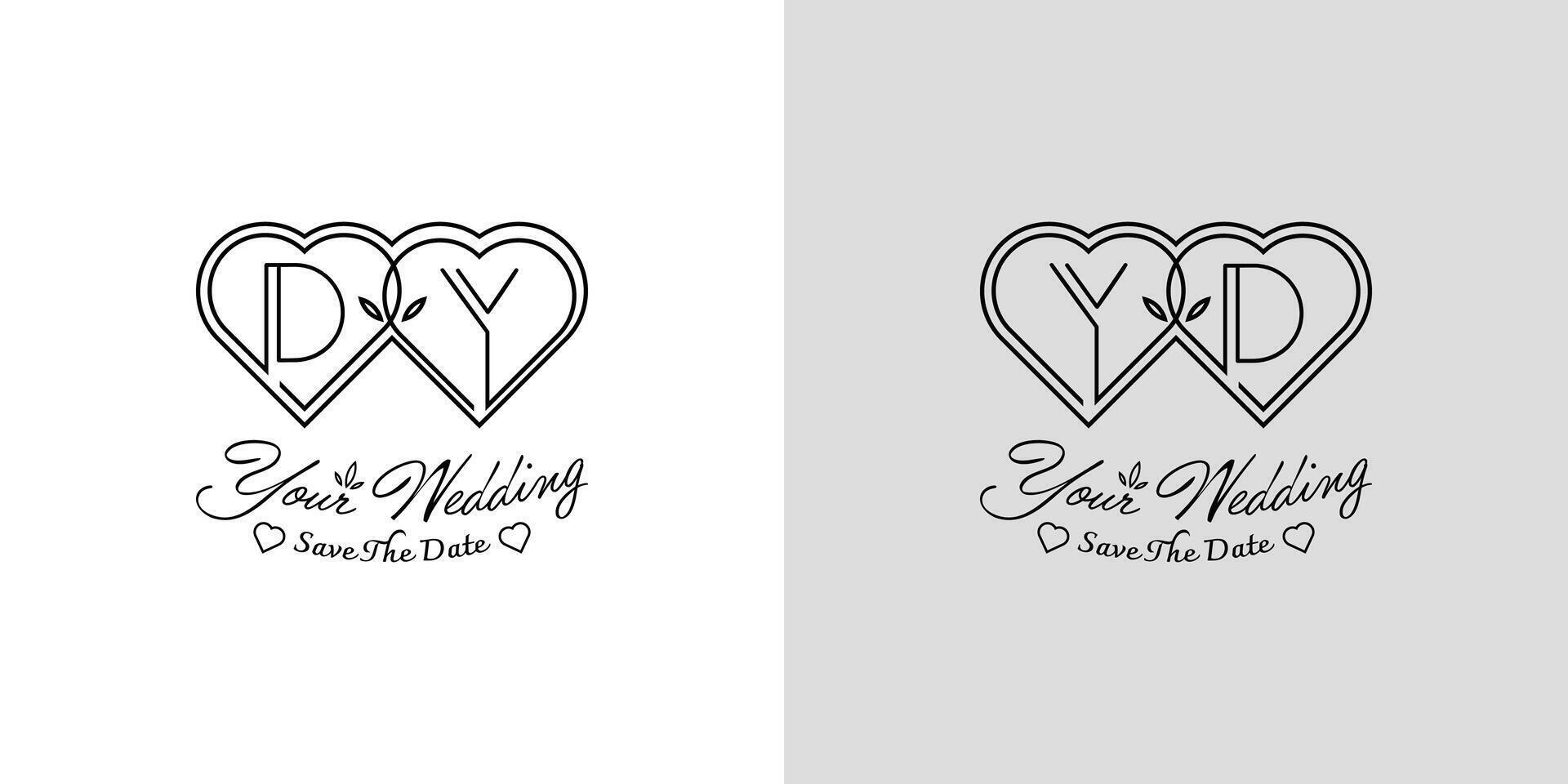 letras dy y yarda Boda amor logo, para parejas con re y y iniciales vector