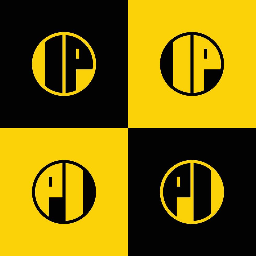 Simple IP and PI Letters Circle Logo Set, suitable for business with IP and PI initials vector