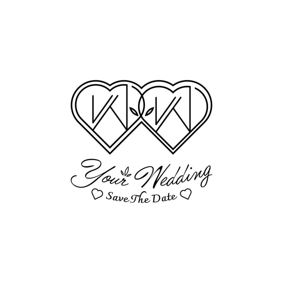 Letters WW Wedding Love Logo, for couples with W and W initials vector