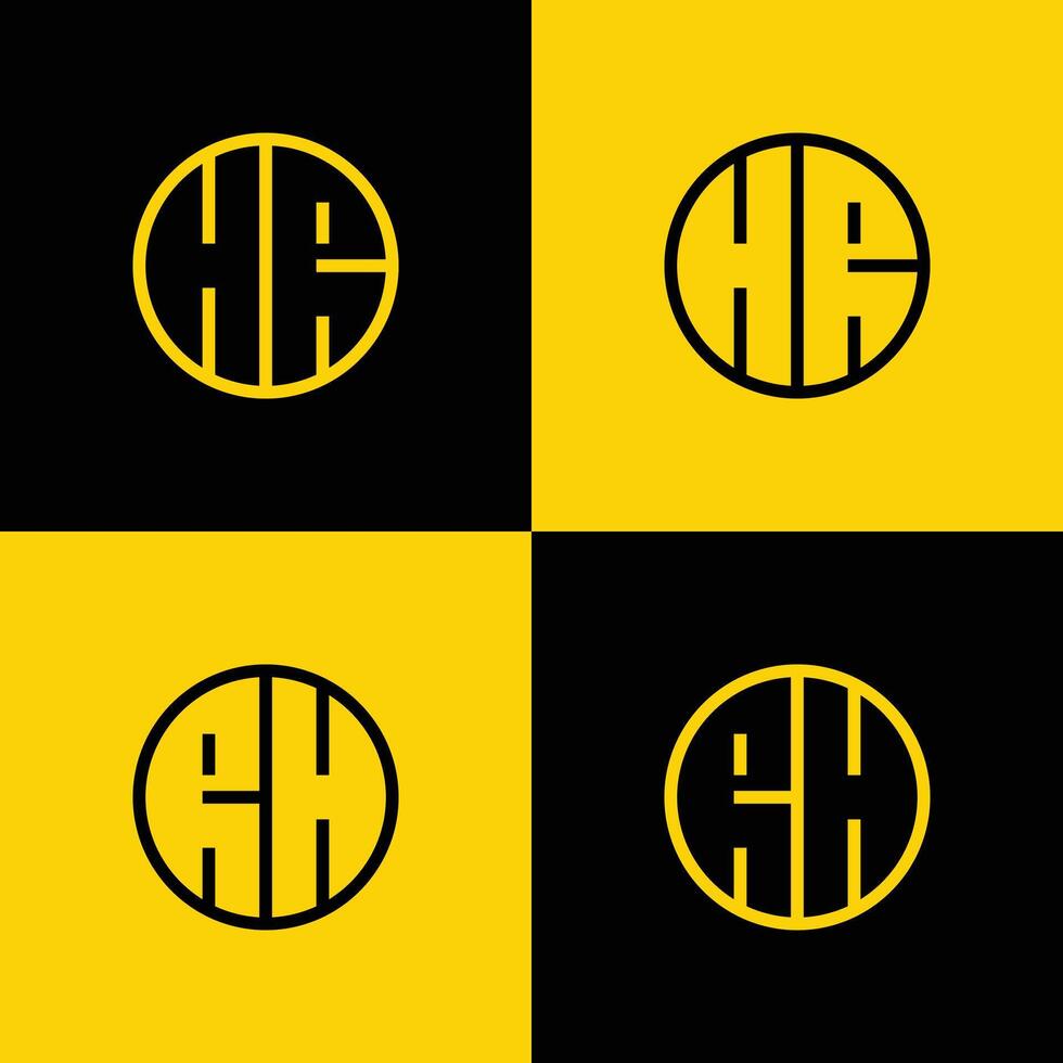 Simple HR and RH Letters Circle Logo Set, suitable for business with HR and RH initials vector