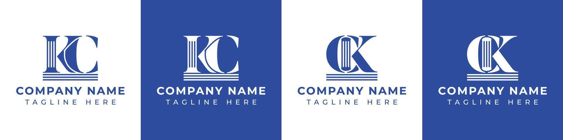 Letters KC and CK Pillar Logo Set, suitable for business with KC and CK related to Pillar vector