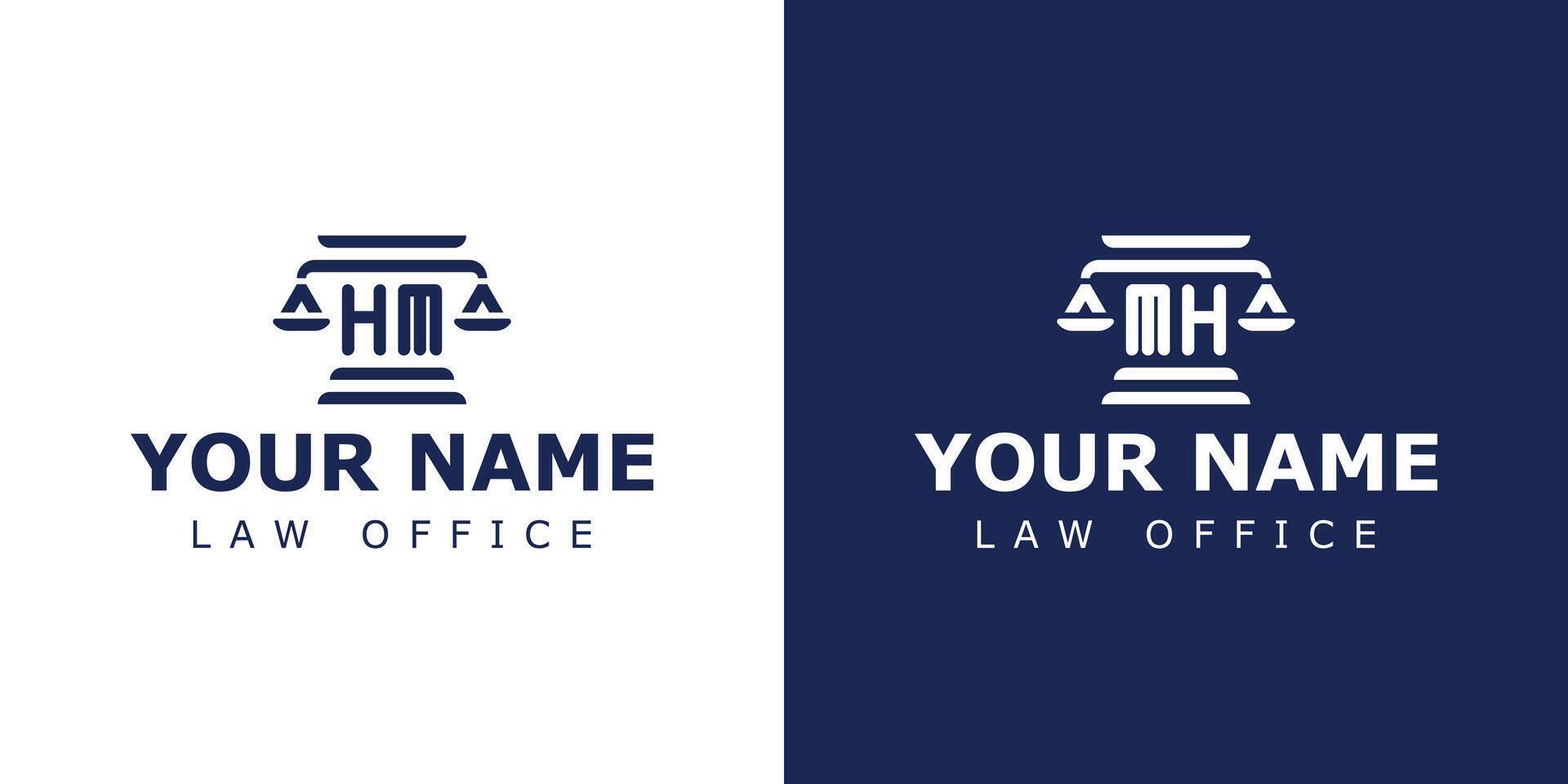 Letter HM and MH Legal Logo, suitable for lawyer, legal, or justice with HM or MH initials vector