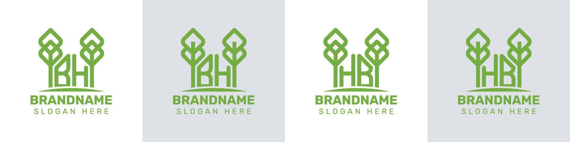 Letters BH and HB Greenhouse Logo, for business related to plant with BH or HB initials vector