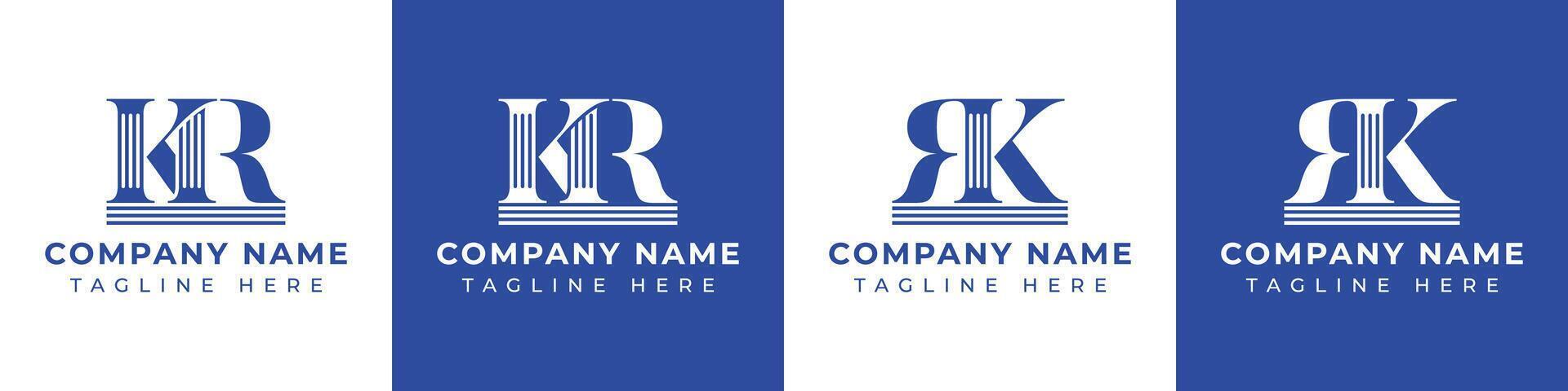 Letters RK and KR Pillar Logo Set, suitable for business with RK and KR related to Pillar vector