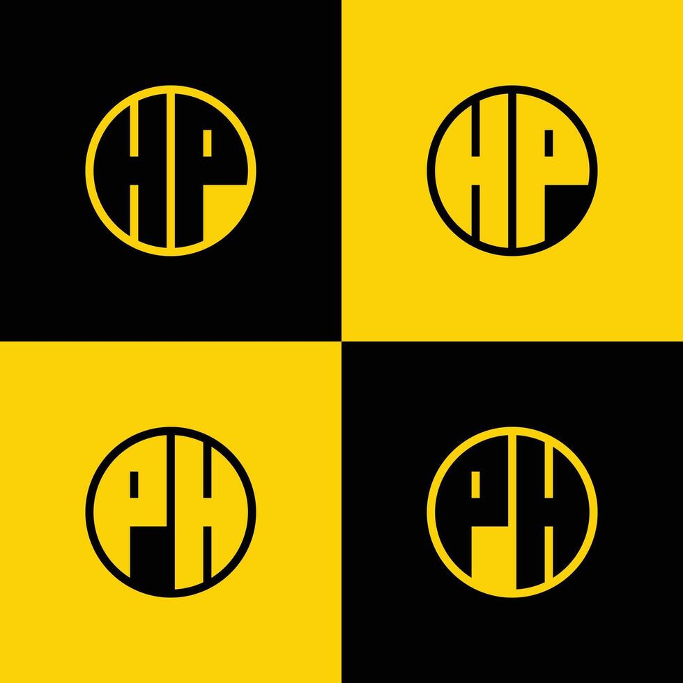 Simple HP and PH Letters Circle Logo Set, suitable for business with HP and PH initials vector