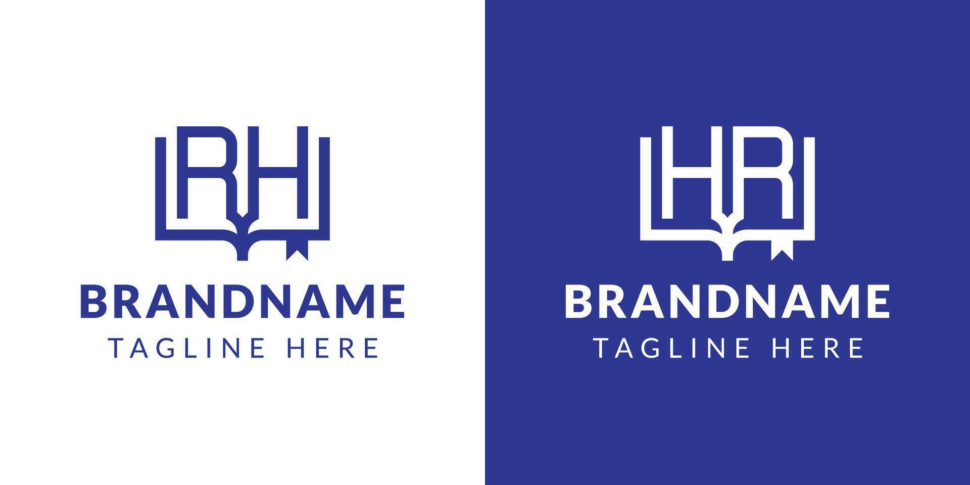 Letters HR and RH Book Logo, suitable for business related to book with HR or RH initials vector