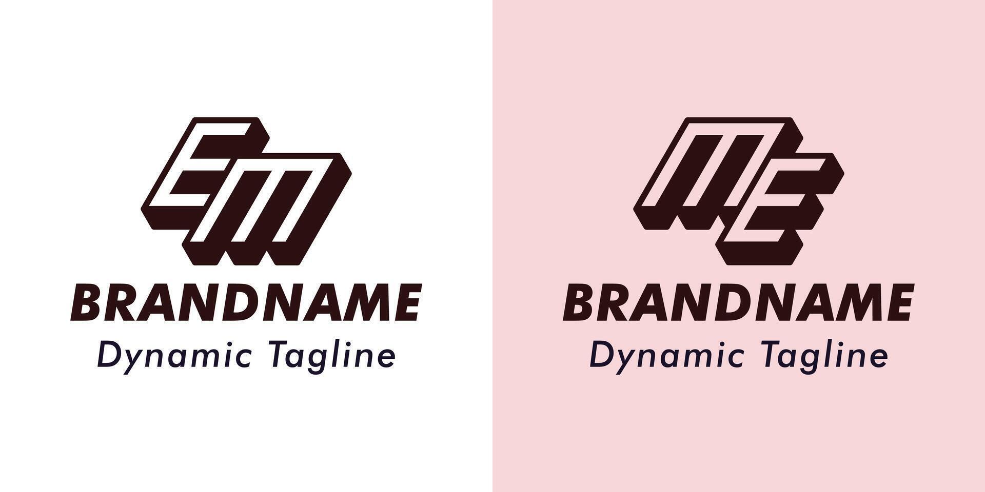 Letters EM and ME 3D Monogram Logo, Suitable for business with EM or ME initials vector