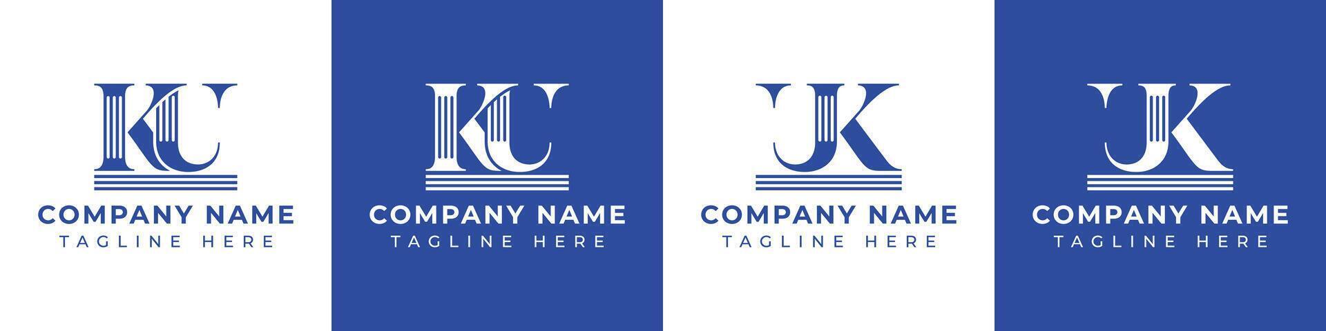 Letters UK and KU Pillar Logo Set, suitable for business with UK and KU related to Pillar vector