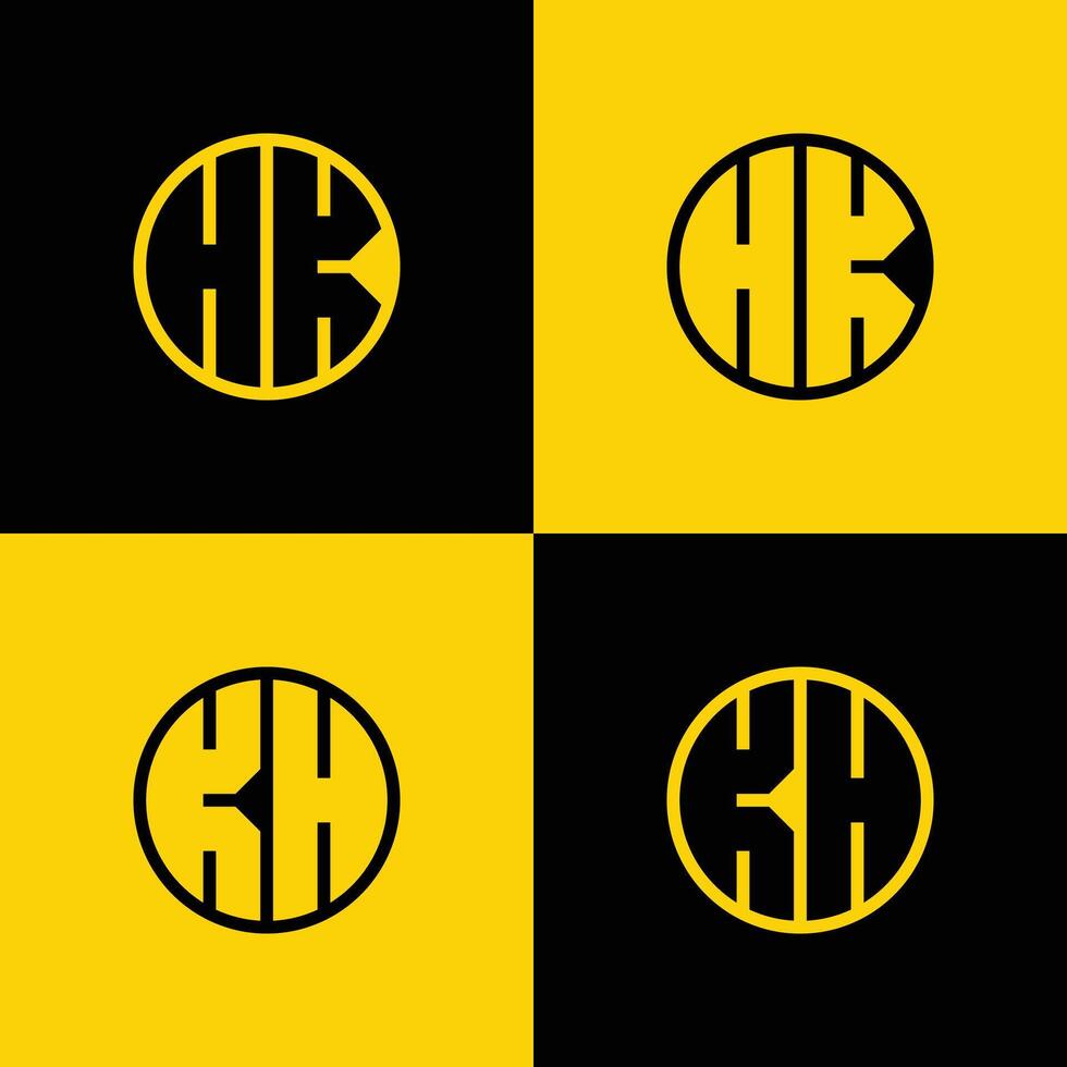 Simple HK and KH Letters Circle Logo Set, suitable for business with HK and KH initials vector