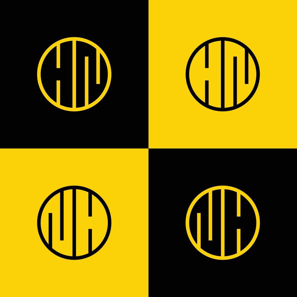 Simple HN and NH Letters Circle Logo Set, suitable for business with HN and NH initials vector
