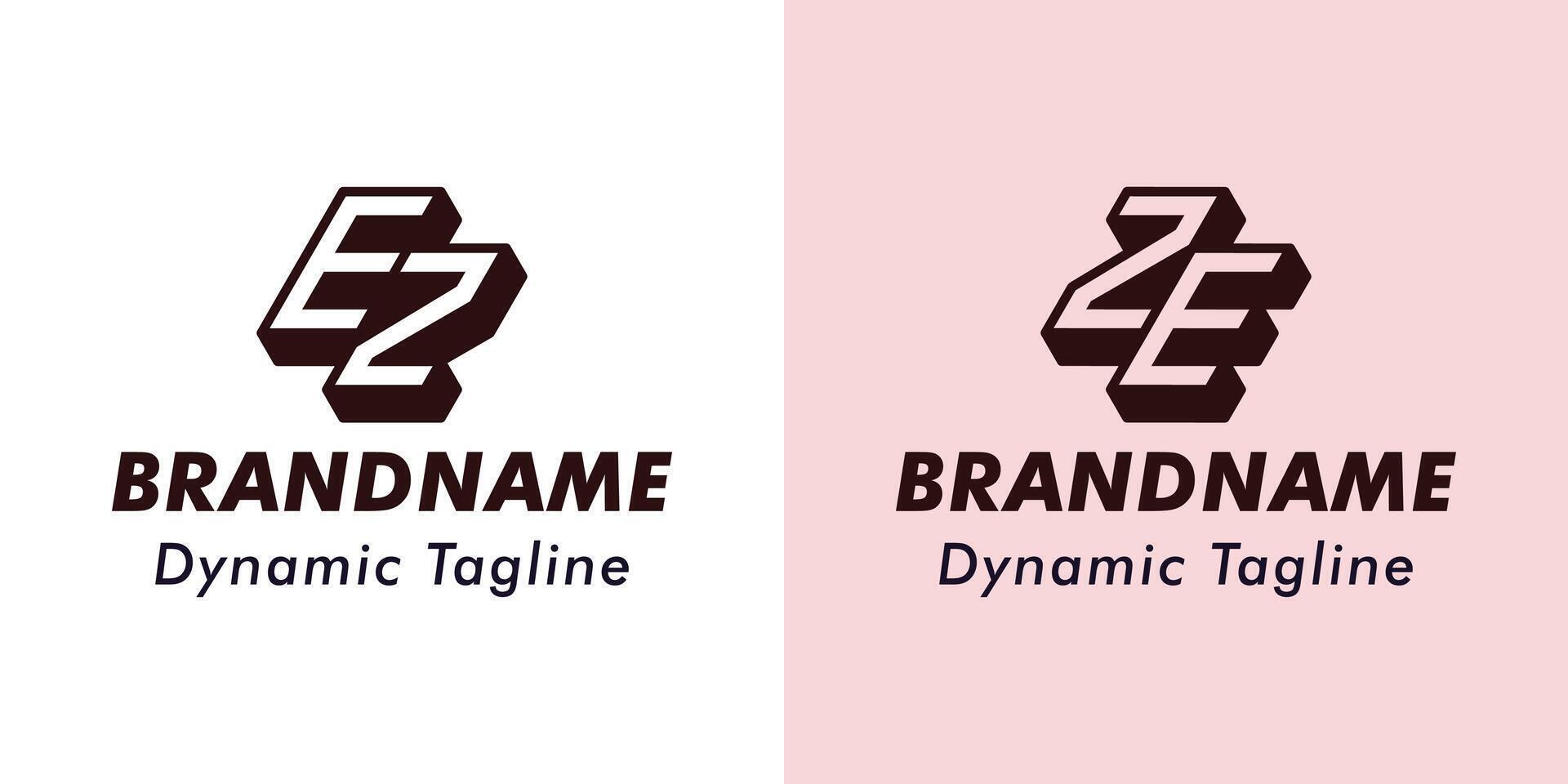 Letters EZ and ZE 3D Monogram Logo, Suitable for business with EZ or ZE initials vector