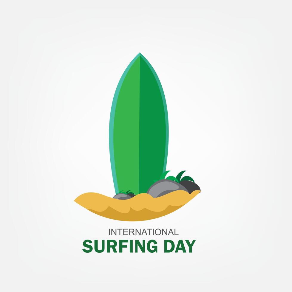 International Surfing Day vector graphic is great for International Surfing Day celebrations. flat design. flyer design. flat illustration. Simple and Elegant Design