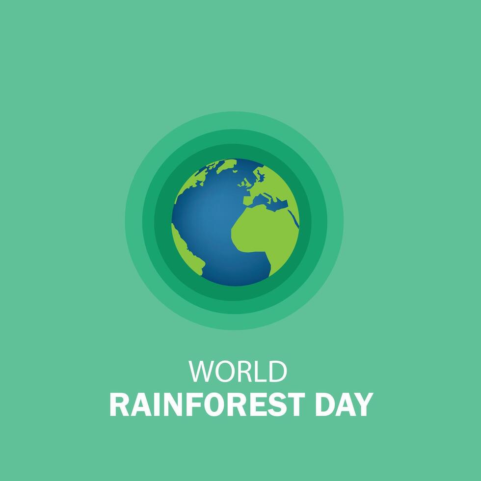 World Rainforest Day vector graphic is great for World Rainforest Day celebrations. flat design. flyer design. flat illustration. Simple and Elegant Design