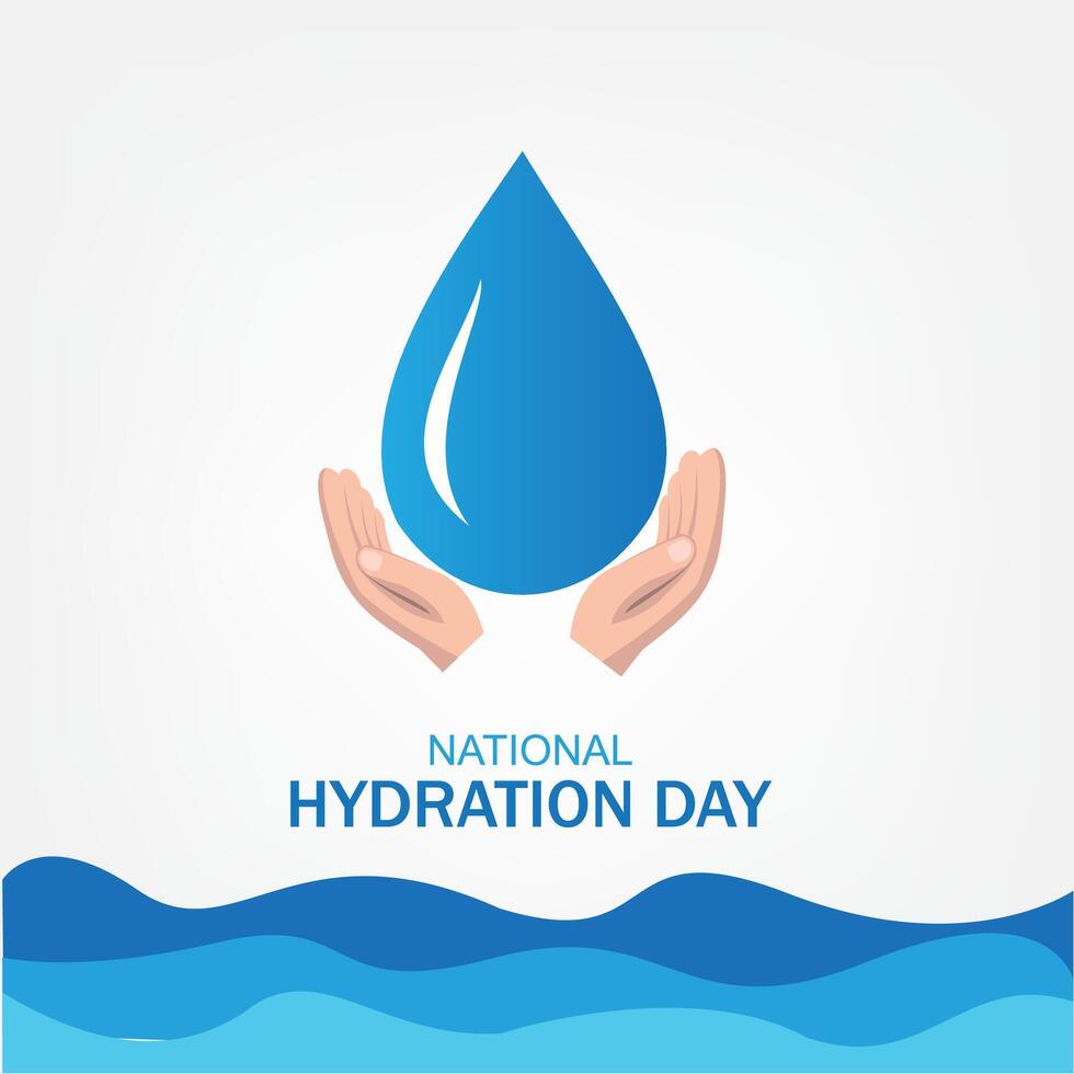 National Hydration Day vector graphic is great for National Hydration Day celebrations. flat design. flyer design. flat illustration. Simple and Elegant Design