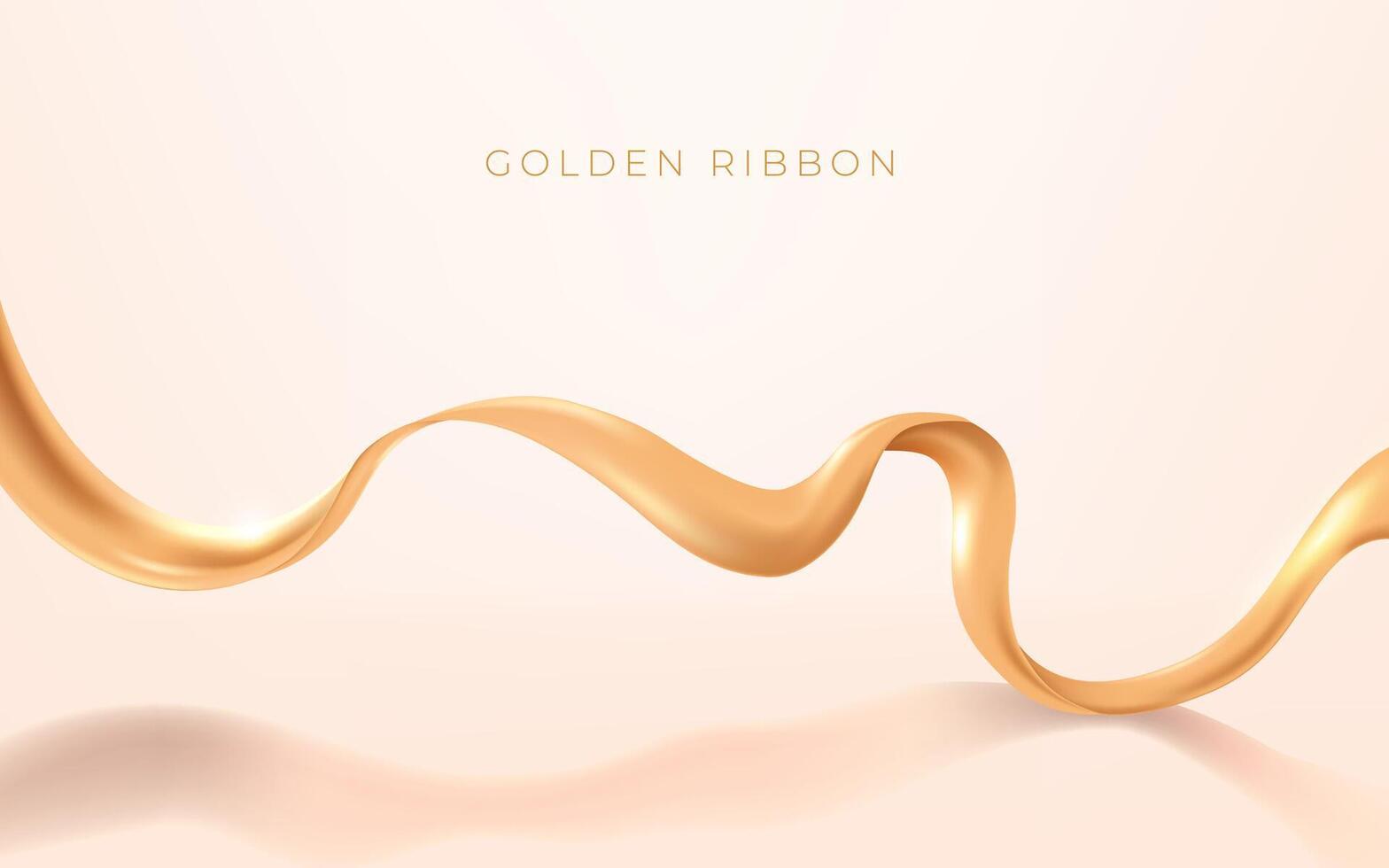 Elegant gold silk ribbon on luxury soft background vector