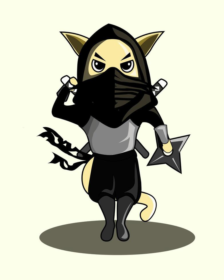 Ninja cat Cartoon vector