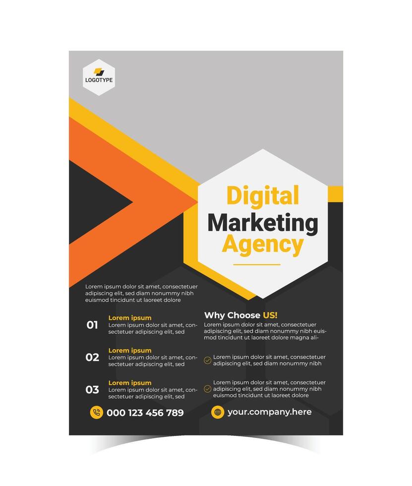 Business digital marketing Flyer design template in a4 size. layout design Template. Business Presentation, Banner, Annual Report, Portfolio, vector template.
