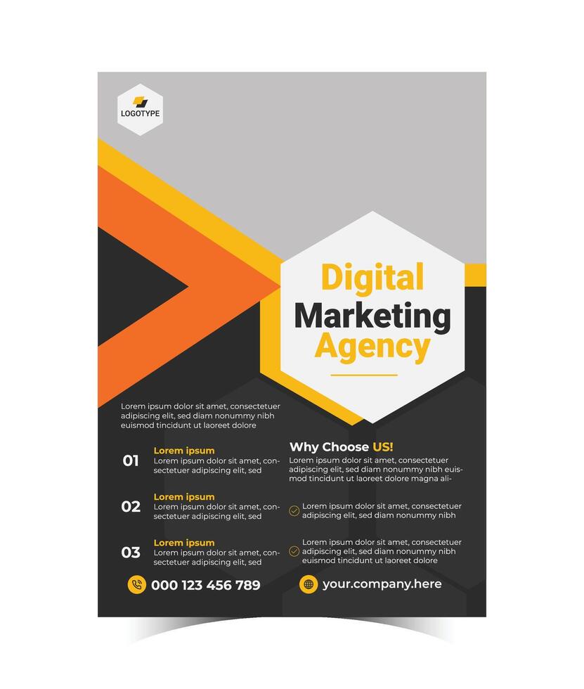 Business digital marketing Flyer design template in a4 size. layout design Template. Business Presentation, Banner, Annual Report, Portfolio, vector template.