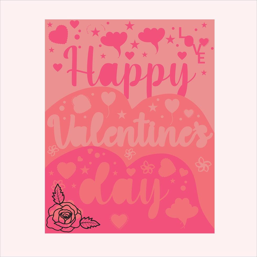 Valentine's day gift card multilayer illustration. vector