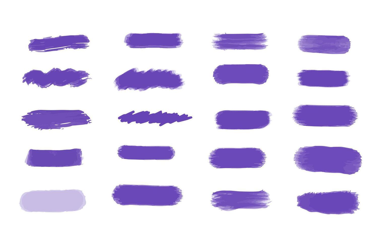 Set of vector paint brush stroke. Purple watercolor texture, background for social media. Brush highlight elements note underline isolated. Vector