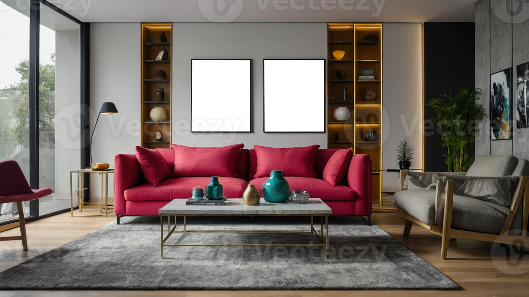 AI Generated Elegant interior mockup with sophisticated furnishings AI generation png