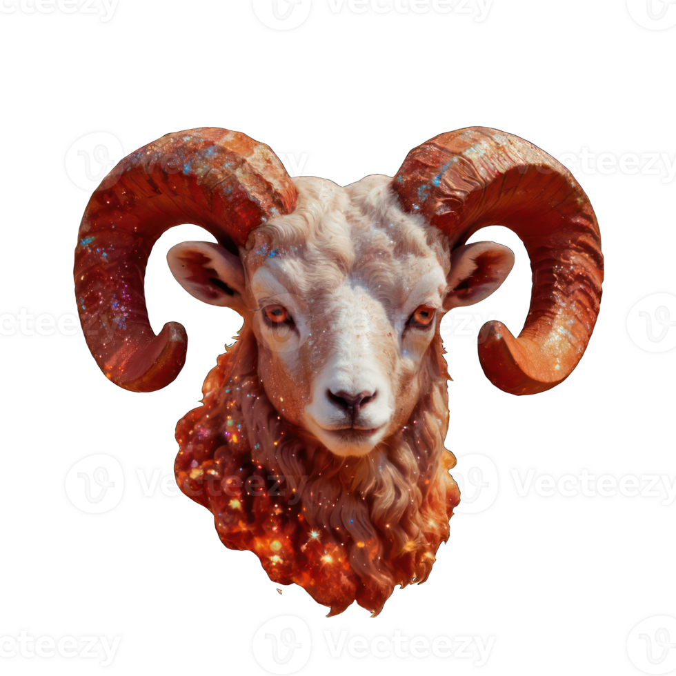 AI generated Aries zodiac sign on a transparent background Abstract magic round frame AI generation png