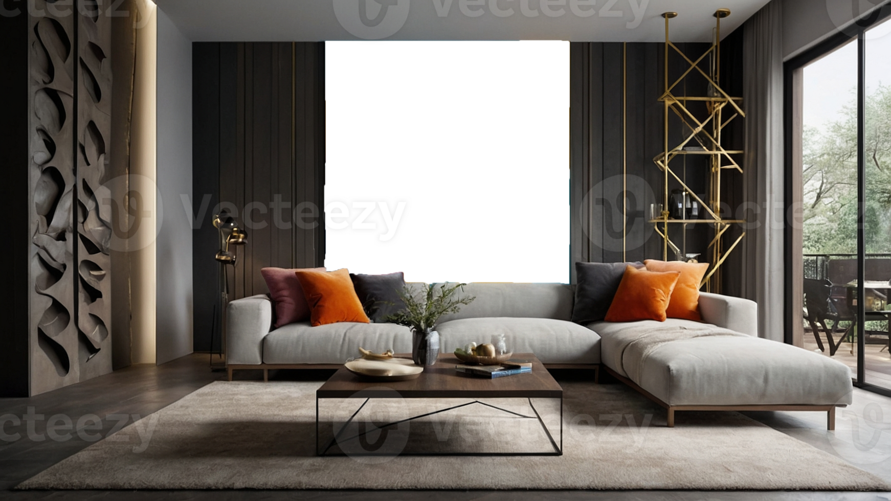 AI Generated Elegant interior mockup with sophisticated furnishings AI generation png