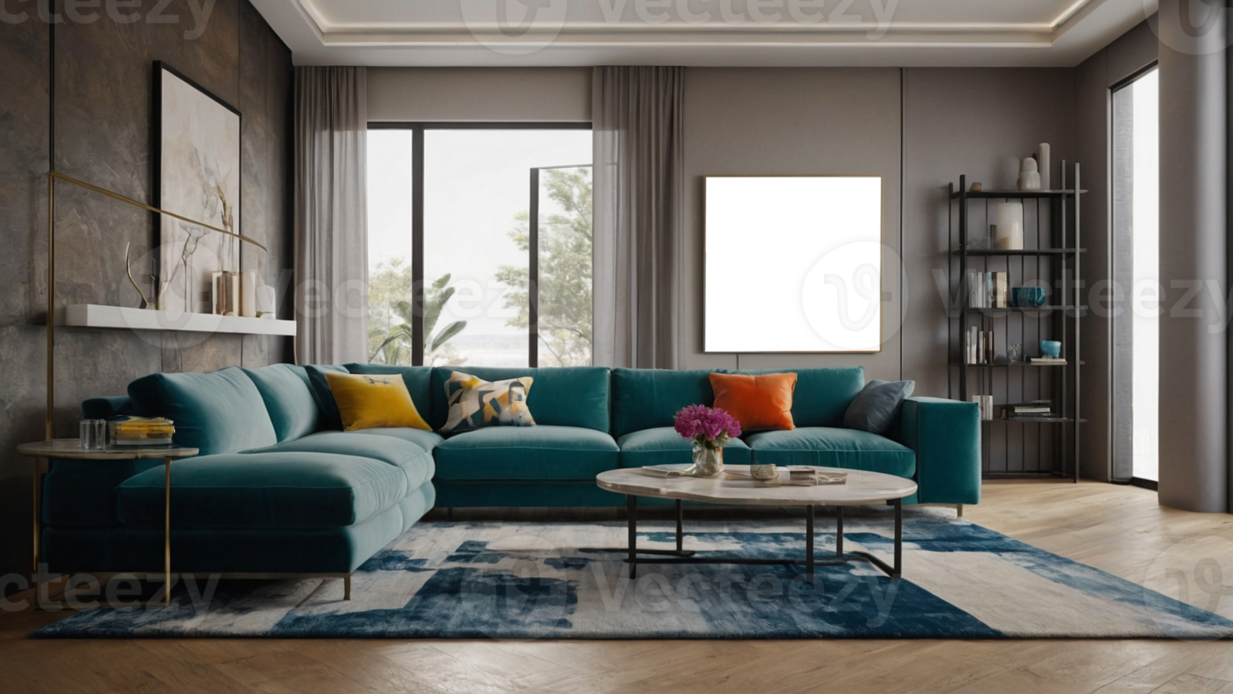 AI Generated Elegant interior mockup with sophisticated furnishings AI generation png