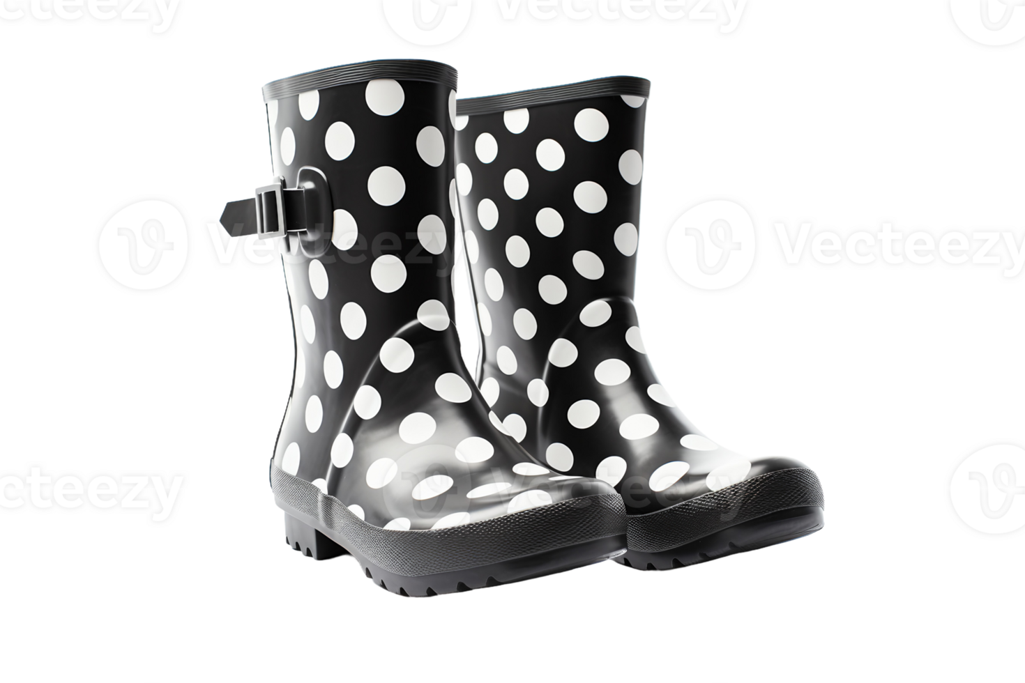 AI generated Polka Dot Rain Boots on transparent background. png