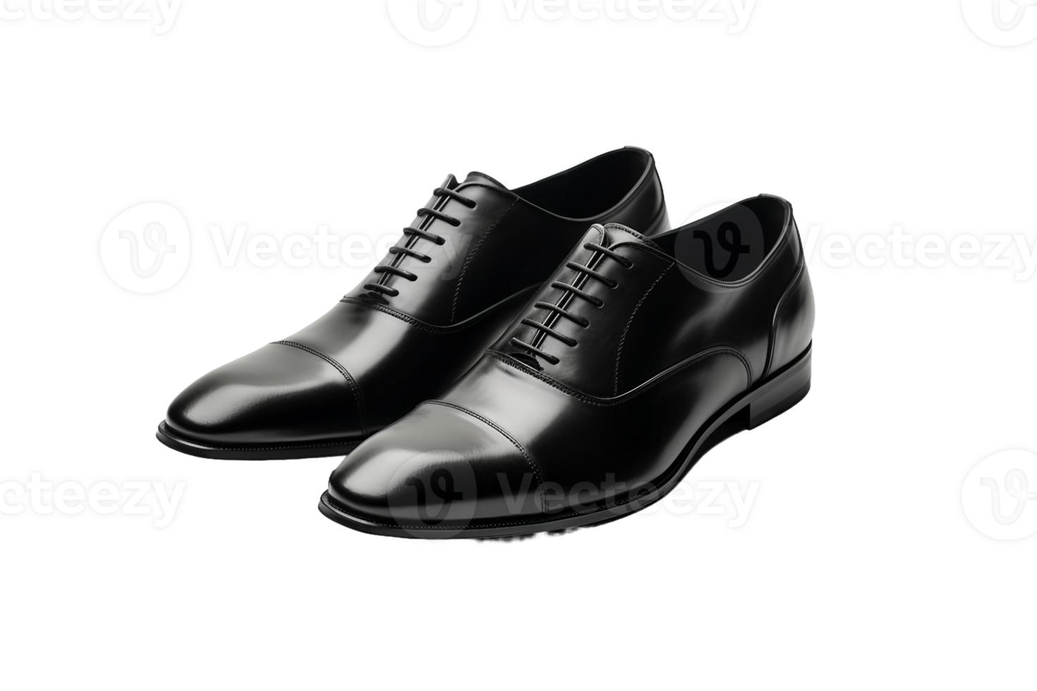 AI generated Classic Black Dress Shoes on transparent background. png