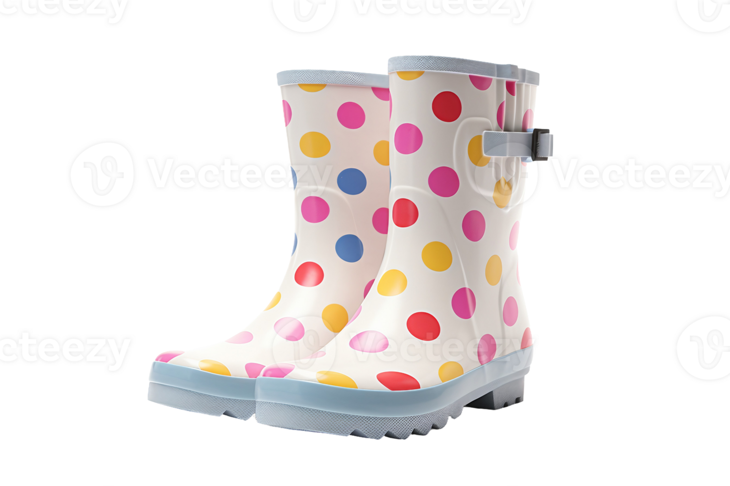 AI generated Polka Dot Rain Boots on transparent background. png